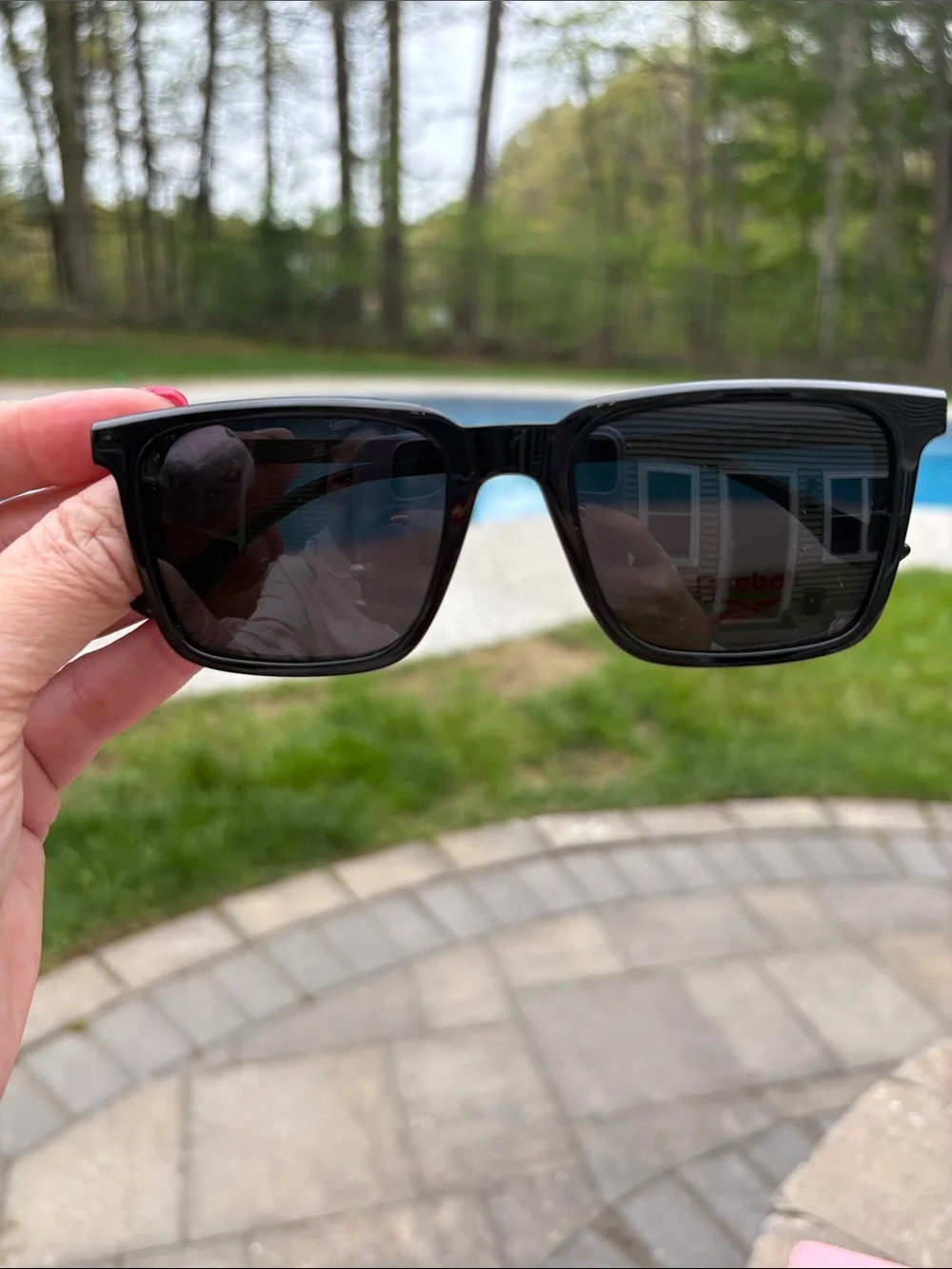 Reebok Black Glasses with Yellow-Orange Clip-On Lens